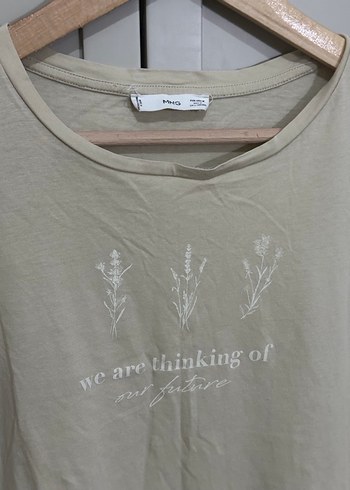 Bej Baskılı Kısa Kollu Pamuklu Tişört - Görsel 2