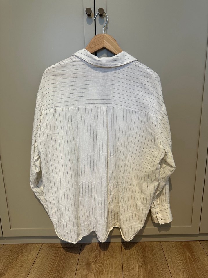 Uzun Kollu, Düğmeli, Salaş Keten Gömlek - Görsel 5