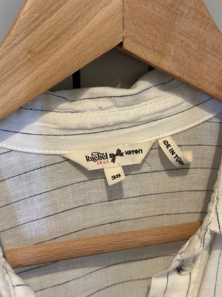 Uzun Kollu, Düğmeli, Salaş Keten Gömlek - Görsel 4