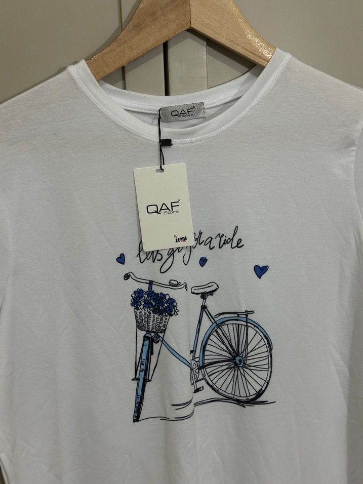 Baskılı Beyaz Kısa Kollu Kadın Tişört - Görsel 2