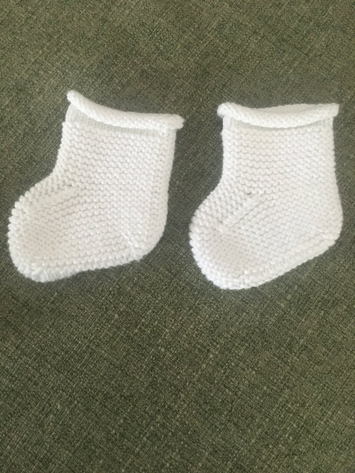 Beyaz Örgü  yenidoğan Bebek Patik - Görsel 2