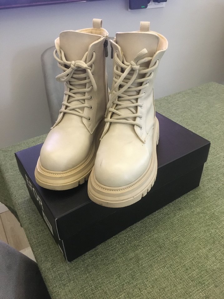 Krem  Platform Topuklu Kadın Bot - Görsel 2