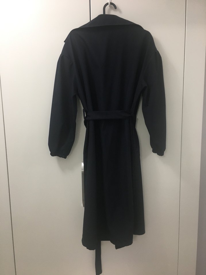 Lacivert Midi Kadın Trençkot, Salaş Kesim - Görsel 2