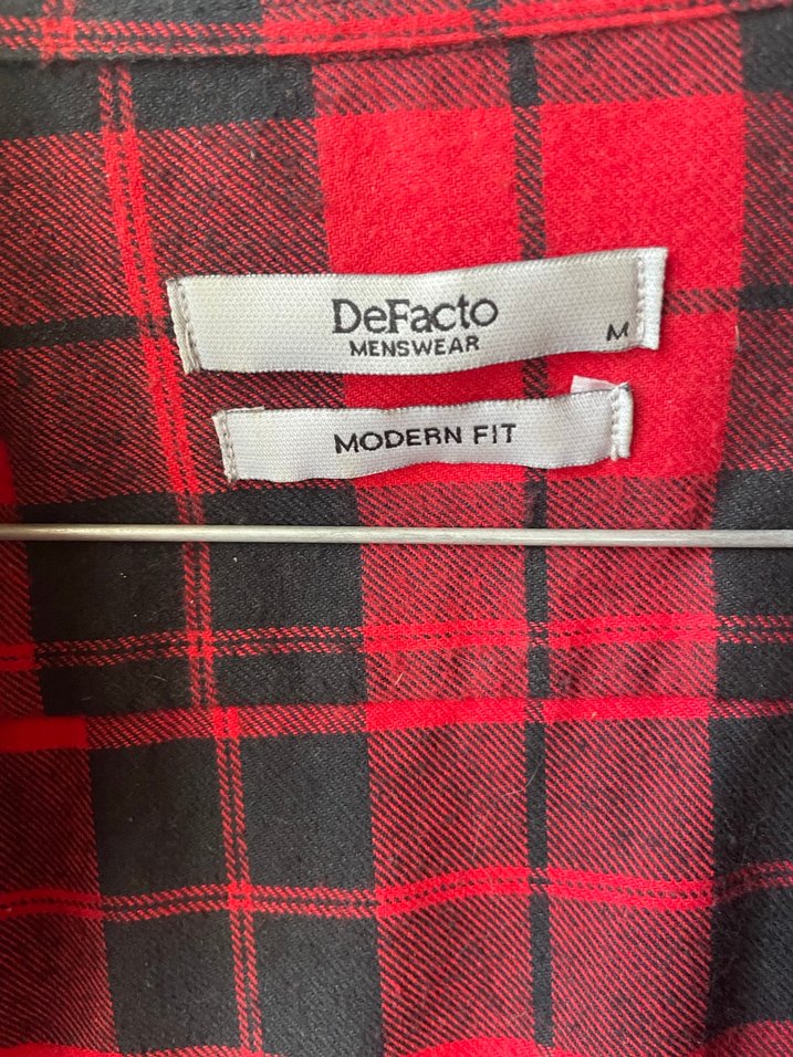 Kırmızı Kareli Düğmeli Gömlek - Görsel 4