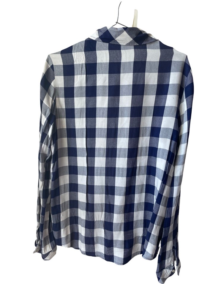 Düğmeli Uzun Kollu Ekose Gömlek - Görsel 3