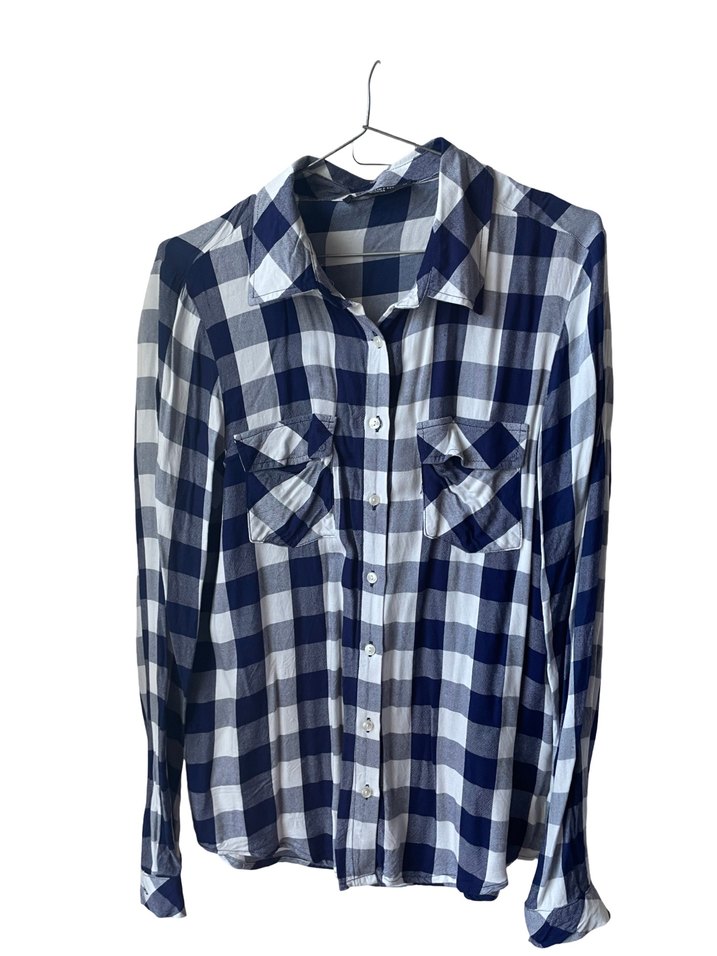 Düğmeli Uzun Kollu Ekose Gömlek - Görsel 2