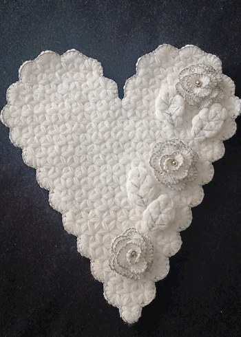 El Örgüsü Beyaz Çiçekli çeyizlik lif zade seti - Görsel 2