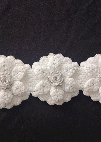 El Örgüsü Beyaz Çiçekli çeyizlik lif zade seti - Görsel 4