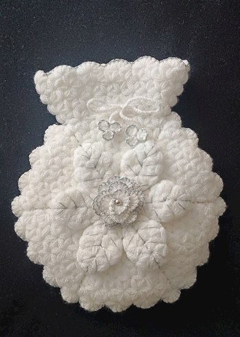 El Örgüsü Beyaz Çiçekli çeyizlik lif zade seti - Görsel 3