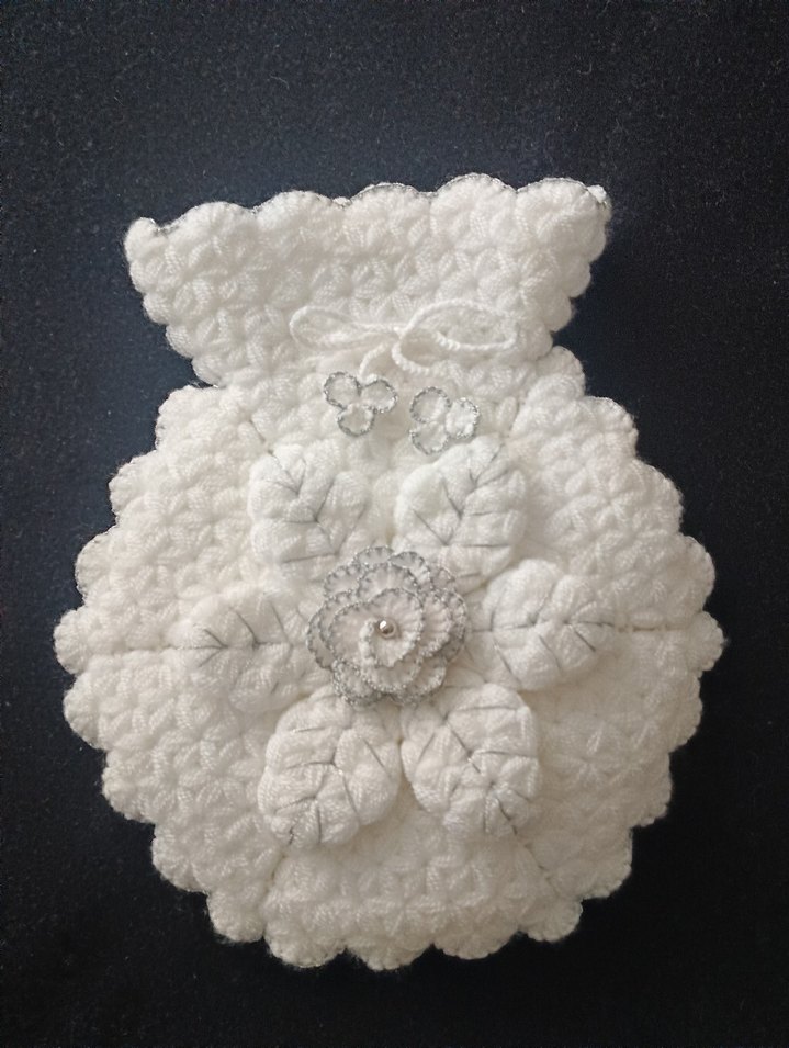 El Örgüsü Beyaz Çiçekli çeyizlik lif zade seti - Görsel 3