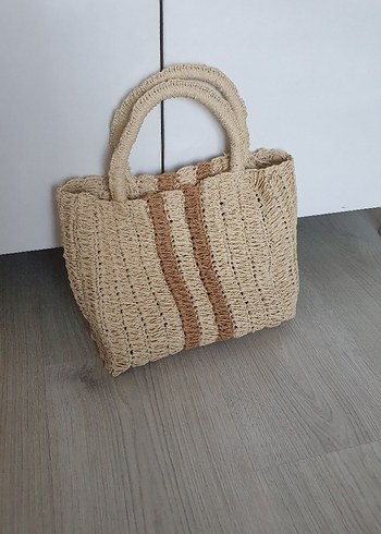 Beden ten rengi Renk Bej Örgü Bohem Kadın Çanta kağıt ip