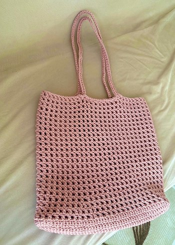 Bershka Örgü Pembe omuz Çantası plaj çantası Makrome ip