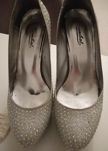 Beyaz Payetli Platform Topuklu Abiye Ayakkabı - Görsel 5