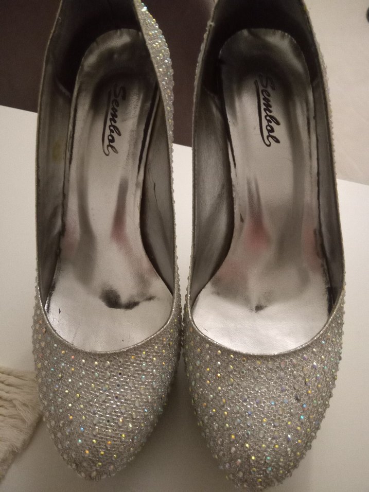 Beyaz Payetli Platform Topuklu Abiye Ayakkabı - Görsel 5