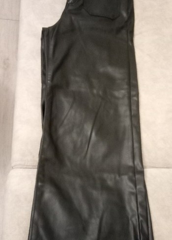 Siyah Kemerli Deri Biker Kadın Pantolon - Görsel 3