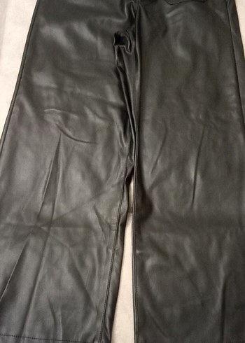 Siyah Kemerli Deri Biker Kadın Pantolon - Görsel 2