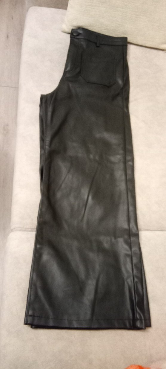 Siyah Kemerli Deri Biker Kadın Pantolon - Görsel 3