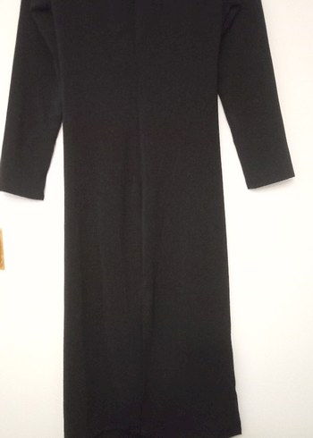 Uzun Kollu V Yaka Siyah Uzun Elbise - Görsel 2