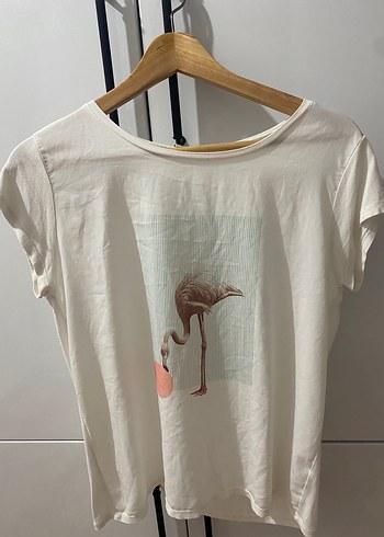 36 Beden Baskılı Beyaz Kadın Tişört