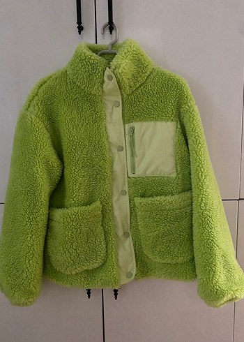 Düğmeli Yeşil Midi Boy Kadın Polar Ceket