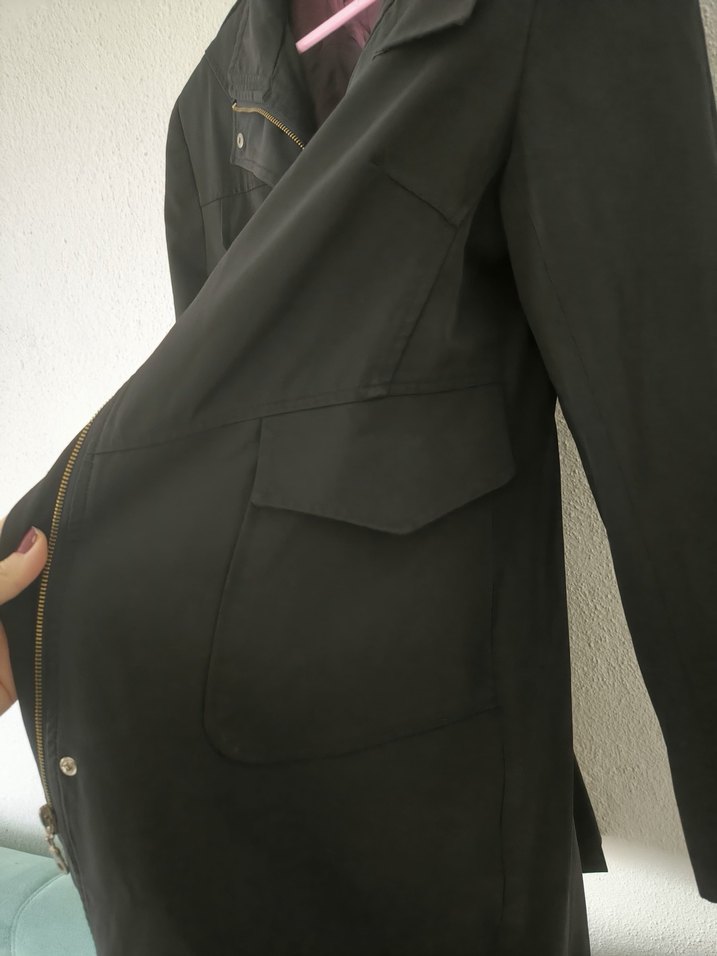 Siyah Midi Kadın Sokak Stili Kaban - Görsel 5