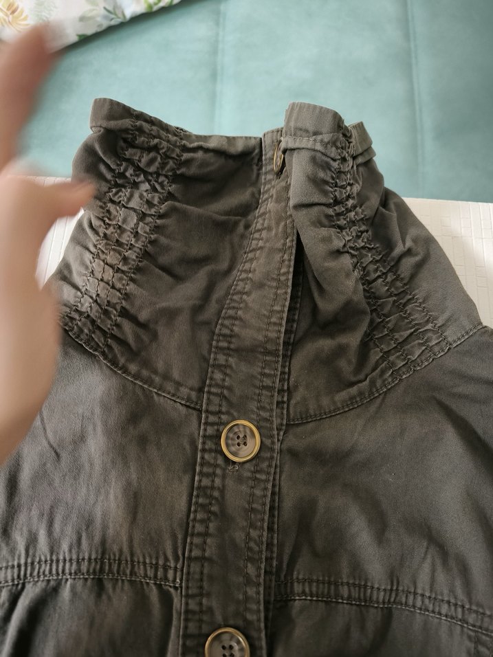 Düğmeli Gri Kadın Keten Ceket - Görsel 3