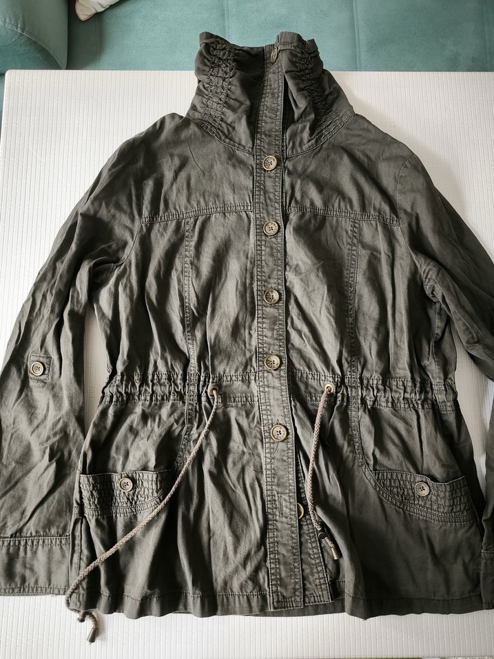 Düğmeli Gri Kadın Keten Ceket - Görsel 4