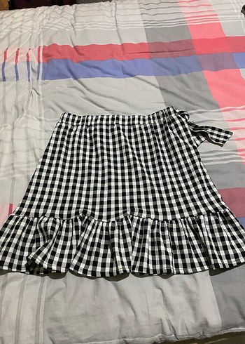 Kadın Çok Renkli Kareli Midi Etek - Görsel 2