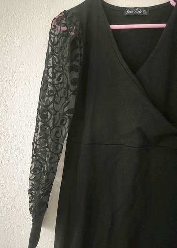 Dantelli Siyah Midi Gotik Elbise - Görsel 2