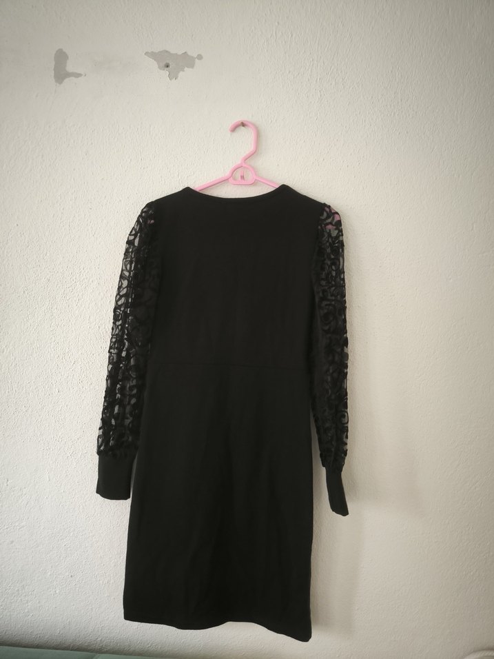 Dantelli Siyah Midi Gotik Elbise - Görsel 4