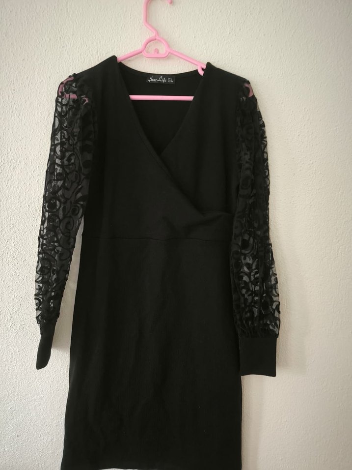 Dantelli Siyah Midi Gotik Elbise - Görsel 3