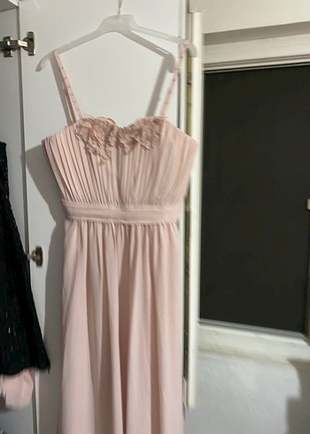 Pudra Pileli Uzun Abiye Elbise - Görsel 3