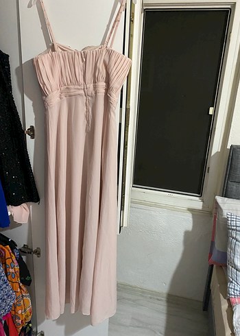 Pudra Pileli Uzun Abiye Elbise - Görsel 2