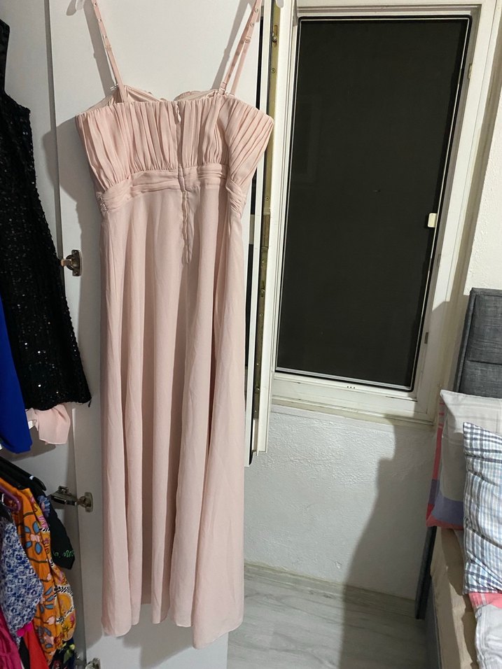 Pudra Pileli Uzun Abiye Elbise - Görsel 2