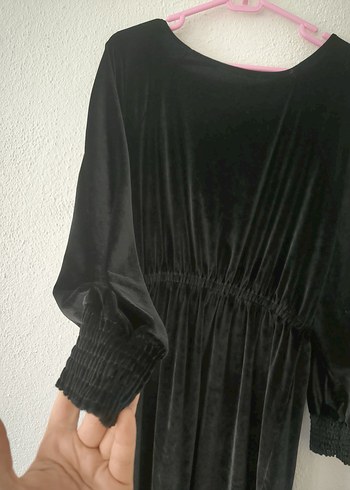 Siyah Uzun Kollu Midi Gotik Elbise - Görsel 4