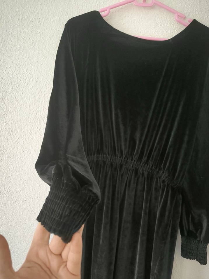 Siyah Uzun Kollu Midi Gotik Elbise - Görsel 4