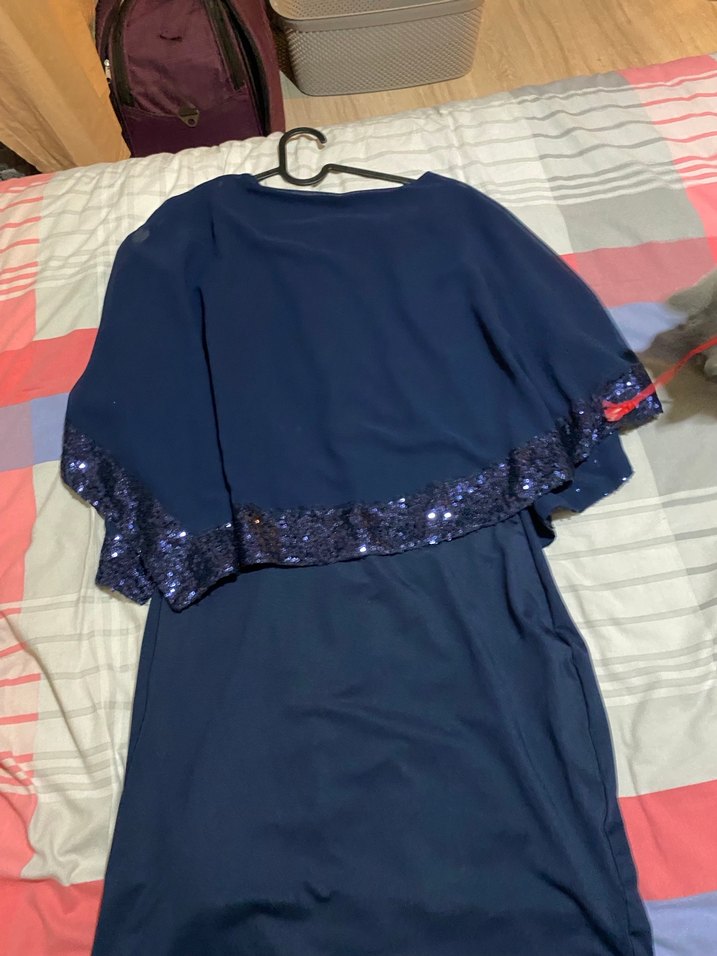 Drapeli Lacivert Midi Parti Elbisesi - Görsel 3