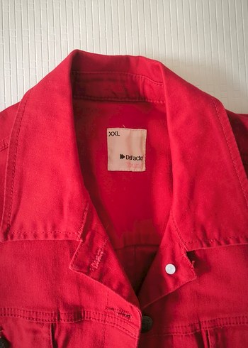 Düğmeli Kırmızı Kadın Kot Ceket - Görsel 4