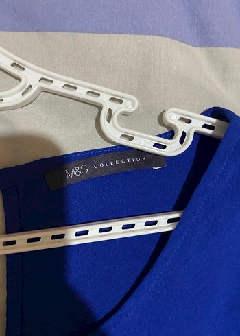 Mavi Midi Kayık Yaka Kadın Elbise - Görsel 3