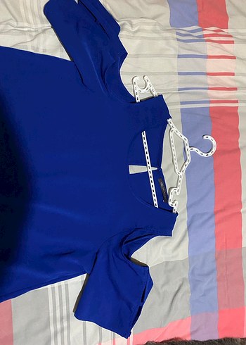 Mavi Midi Kayık Yaka Kadın Elbise - Görsel 2