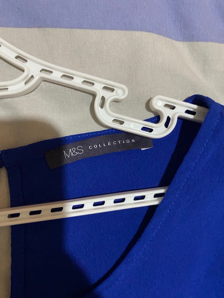 Mavi Midi Kayık Yaka Kadın Elbise - Görsel 3