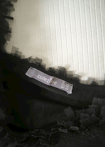 Siyah Askısız Fırfırlı üst düşük bel şort - Görsel 2