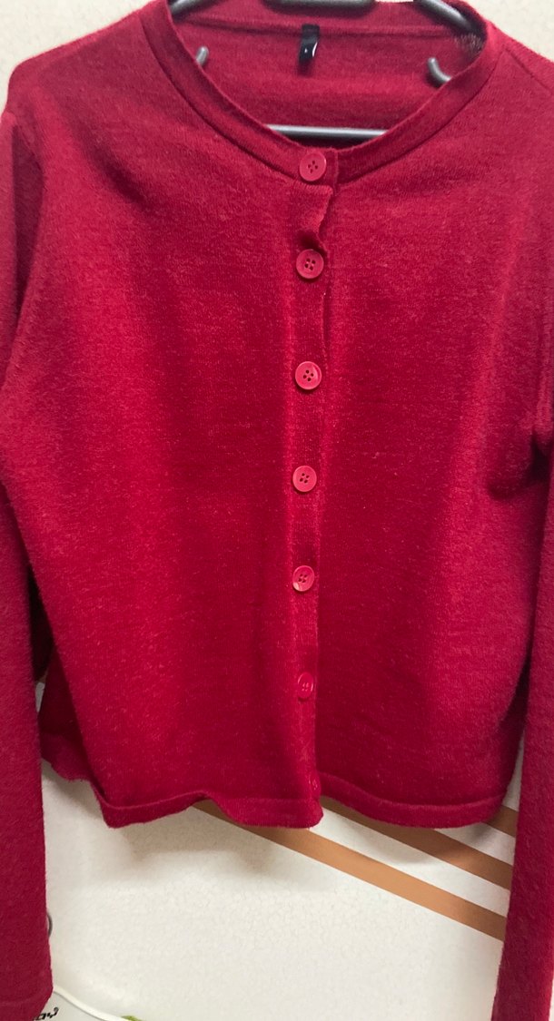 Bordo Düğmeli Kadın Yün Hırka - Görsel 2