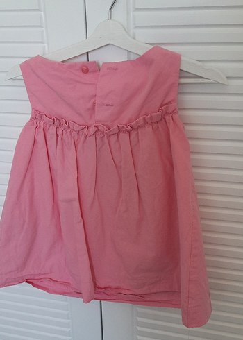 Kız Çocuk Pembe Keten Fiyonklu Elbise - Görsel 2