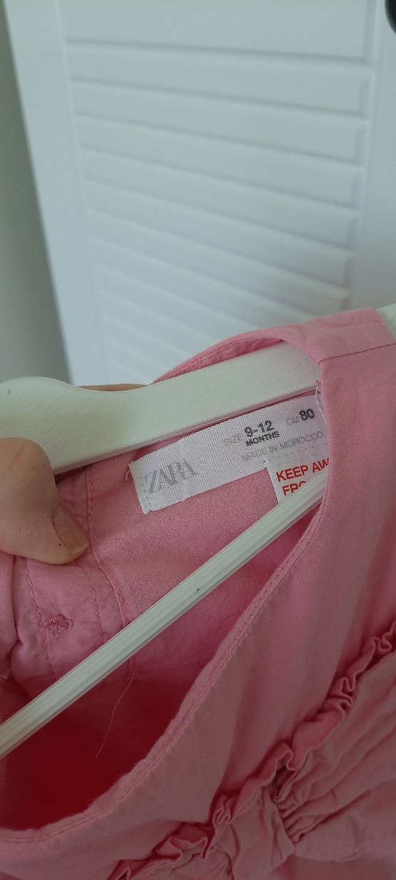 Kız Çocuk Pembe Keten Fiyonklu Elbise - Görsel 3