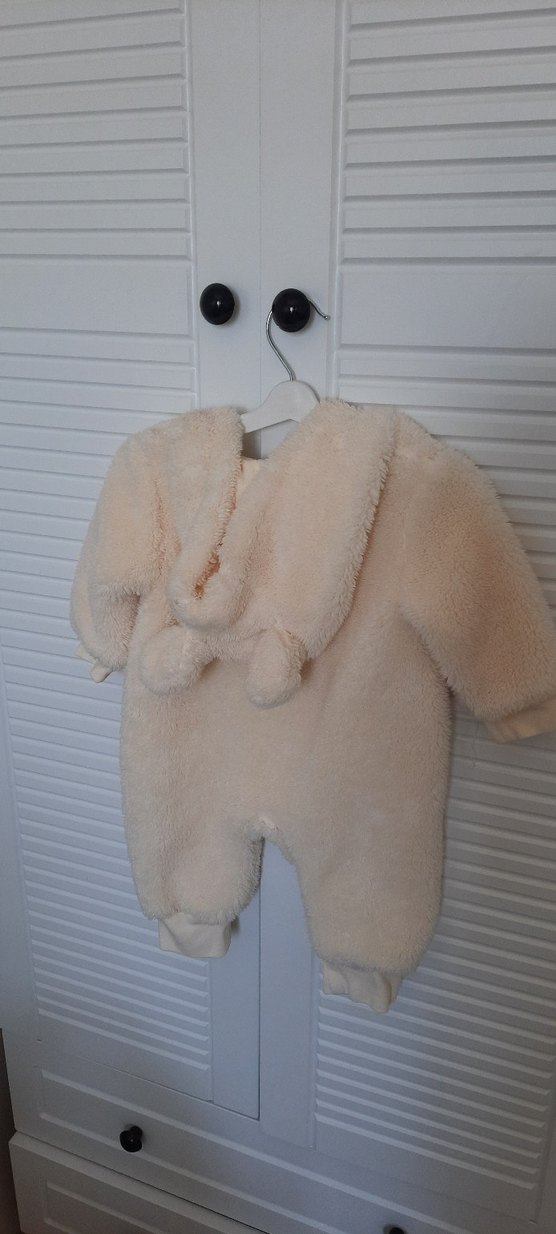 Sarebaby Beyaz Kürklü Bebek Kız Tulumu - Görsel 3