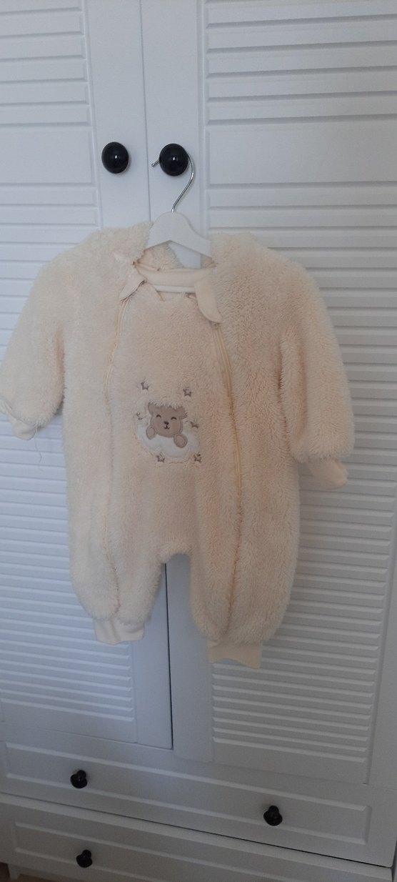 Sarebaby Beyaz Kürklü Bebek Kız Tulumu - Görsel 2