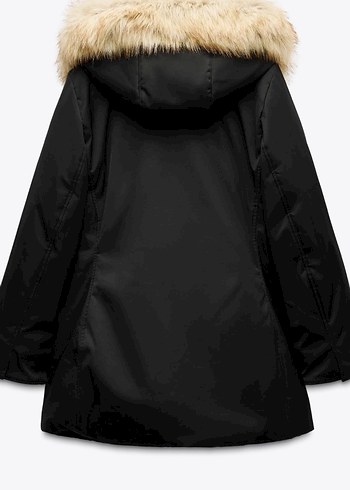 Zara Kürklü Siyah Kadın Kışlık Zara Mont