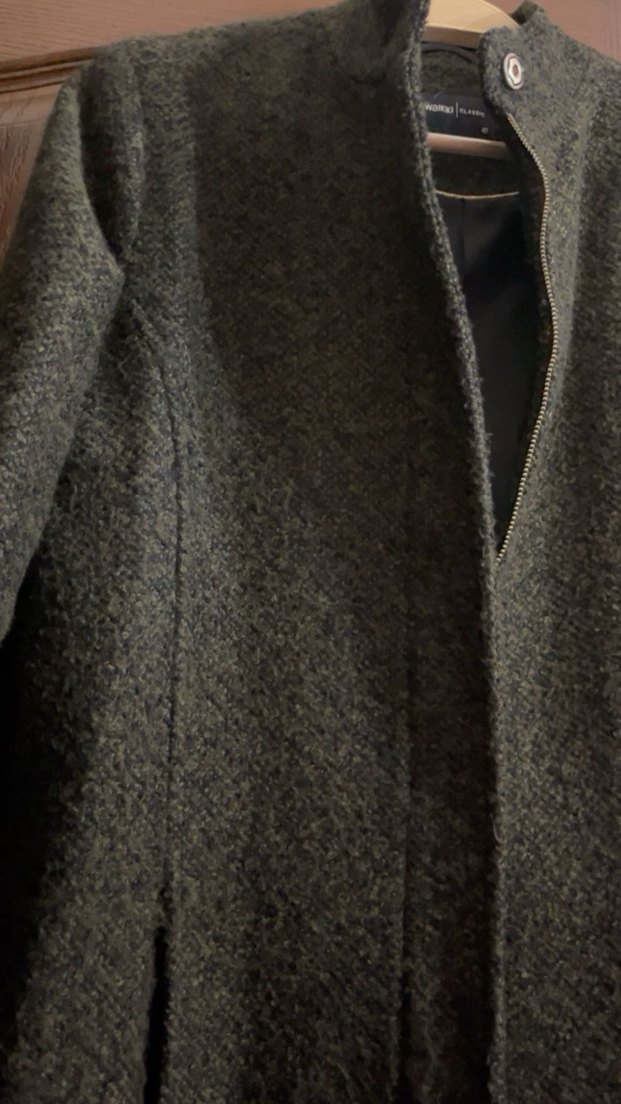 Gri Düğmeli Yün Midi Hamile Kabanı - Görsel 3