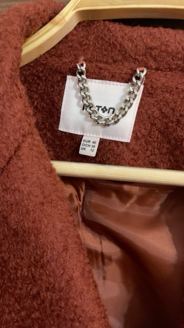 Düğmeli Kiremit Rengi Kadın Kaban - Görsel 3